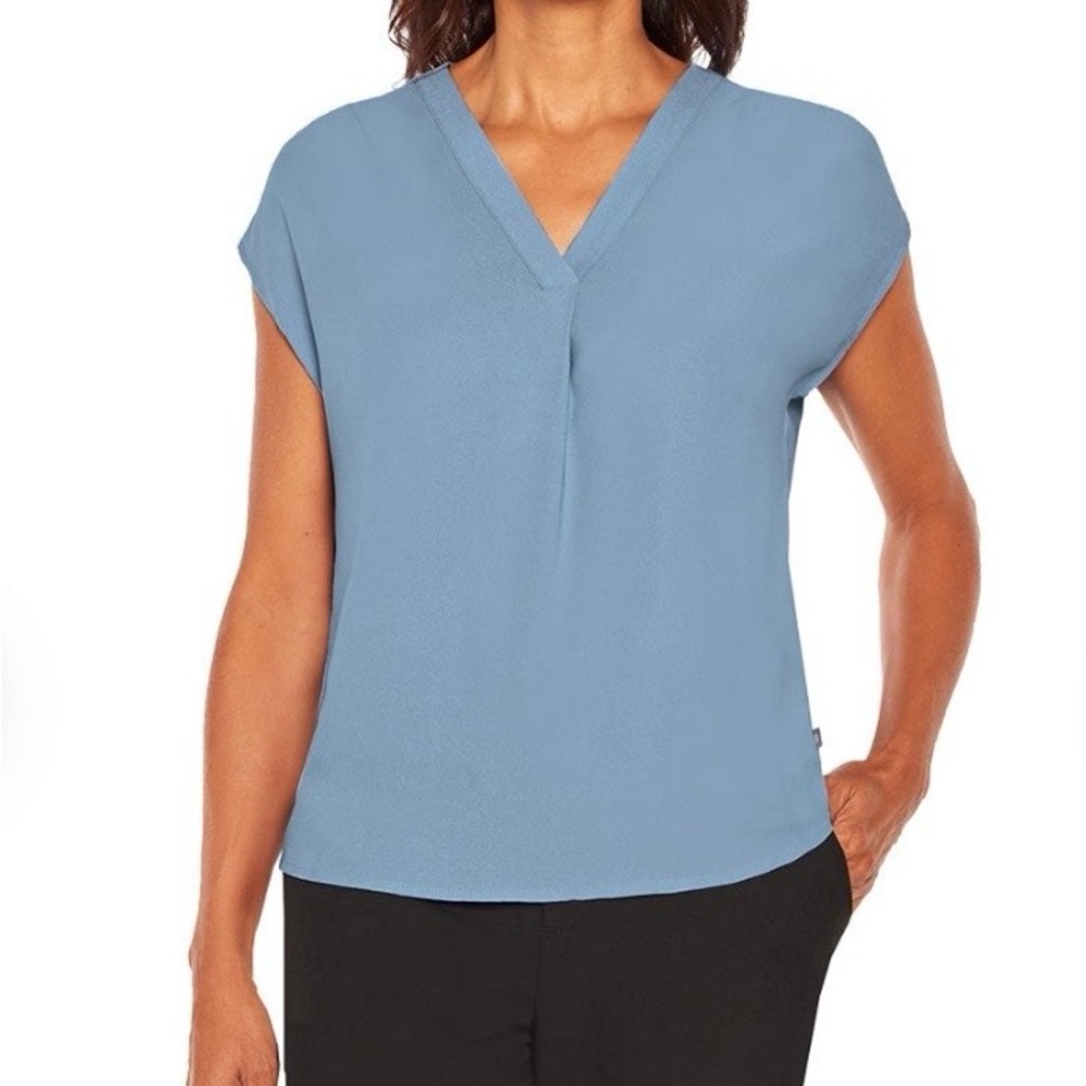 Banana Republic Light Blue V-Neck Sheer Blouse